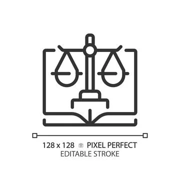 Constitutional law pixel perfect linear icon 스톡 일러스트
