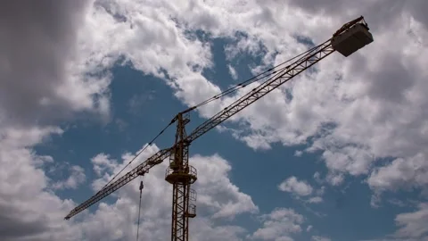 Constraction crane with clouds in background HFR timelapse shot Stock Footage 132681024