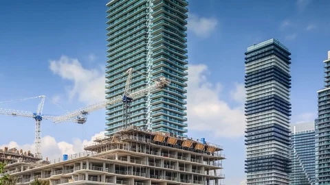 Constraction site and residential high rise buildings Stock Footage 80224785