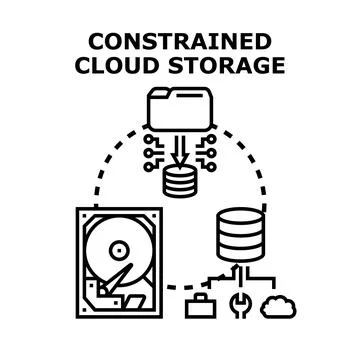 Constrained cloud data storage and digital services concept Stock Illustration
