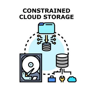 Constrained cloud data storage and digital services concept Illustrazione stock