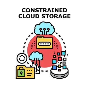 Constrained cloud storage limiting data access control Illustrazione stock
