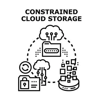 Constrained cloud storage limiting data access control Illustrazione stock