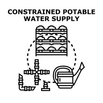 Constrained potable water supply concept illustration Stock Illustration