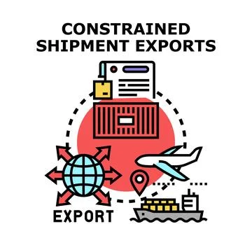 Constrained shipment exports logistics global trade concept Stock Illustration