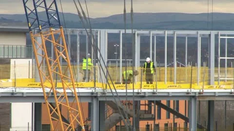 Constrcution Workers on Roof Stock Footage 11143887