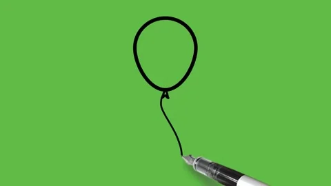 Construct balloon in pink colour with black outline on abstract green background 動画素材 157601836