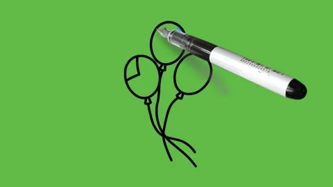 Construct bunch of three balloon with star and strip in blue colour in black Видео 157603803