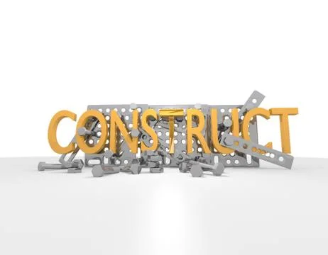 Construct dark orange   screw   building construction kit Stock Illustration
