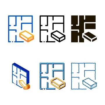Construct house icon vector outline mix Stock Illustration