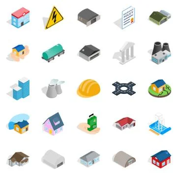 Construct icons set, isometric style Illustrazione stock