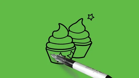 Construct pair of cupcake with star and strips in blue, red and white colour Video stock 157603940