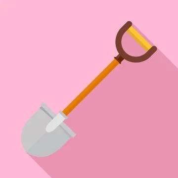 Construct shovel icon, flat style Stock Illustration