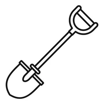 Construct shovel icon, outline style Stock Illustration
