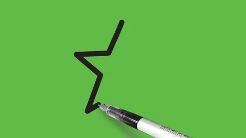 Construct star in grey colour with black outline on abstract green background Vidéo 157613881