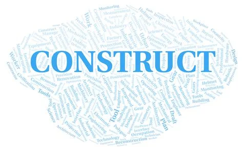 Construct typography word cloud create with the text only Illustrazione stock