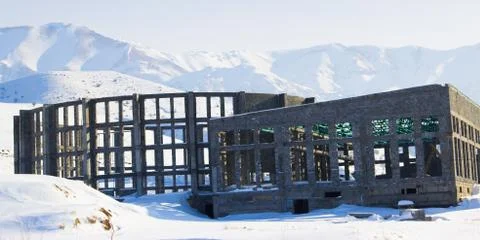 Constructed of cinder block building Foto stock