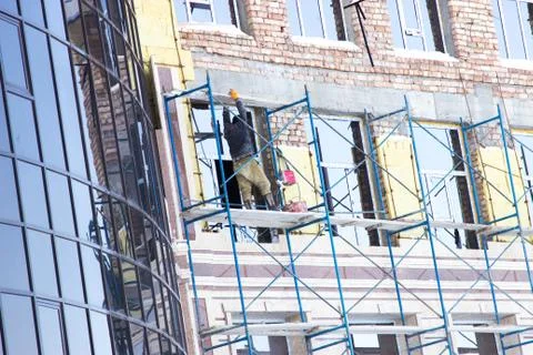 Constructed of cinder block building Foto stock