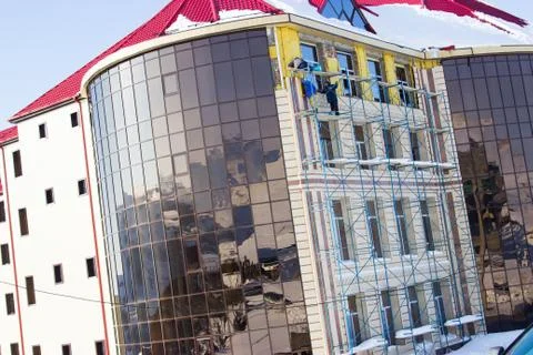 Constructed of cinder block building Foto stock