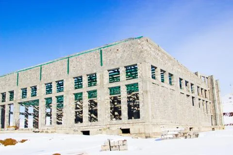 Constructed of cinder block building 스톡 사진