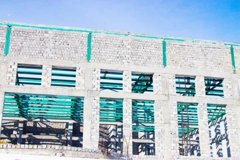 Constructed of cinder block building Foto stock
