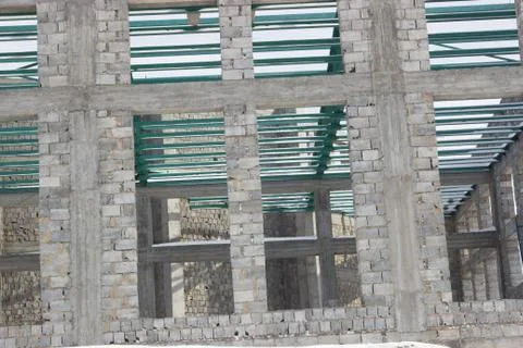 Constructed of cinder block building Foto stock