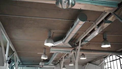 Constructed loft space with installed ventilation system, enginnering project of Stockbeeldmateriaal 264054274