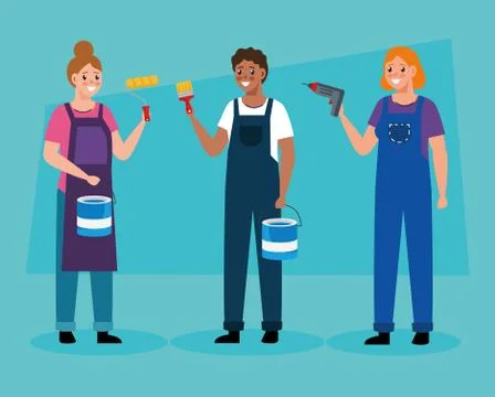 Constructer and painter people vector design Stock Illustration