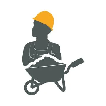 Constructer with helmet and wheelbarrow design Stock Illustration