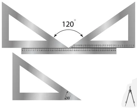 Constructing an angle using a ruler and a triangle Stock Illustration
