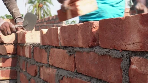 Constructing Brick Wall Stock Footage 335217993