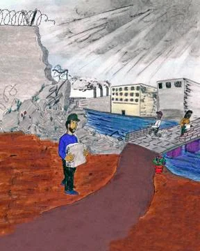 Constructing a bridge Stock Illustration