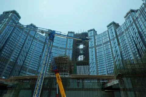 Constructing building site of hotel and shopping center at MACAO Stock Photos