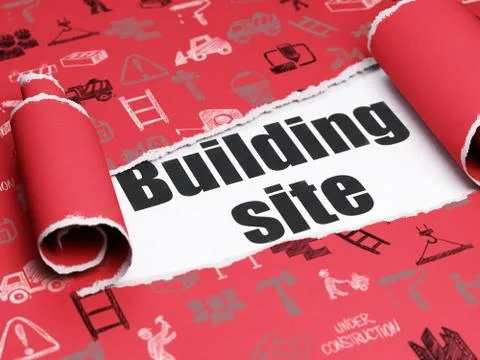 Constructing concept: black text Building Site under the piece of  torn pape Stock Illustration