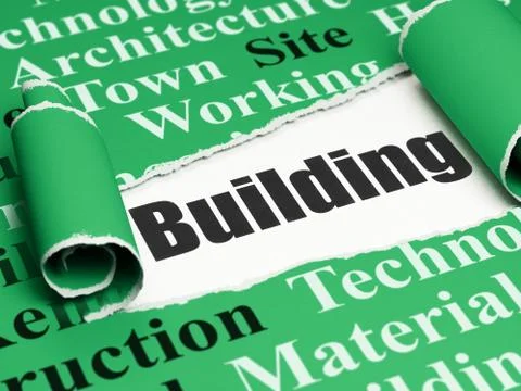 Constructing concept: black text Building under the piece of  torn pape Illustrazione stock