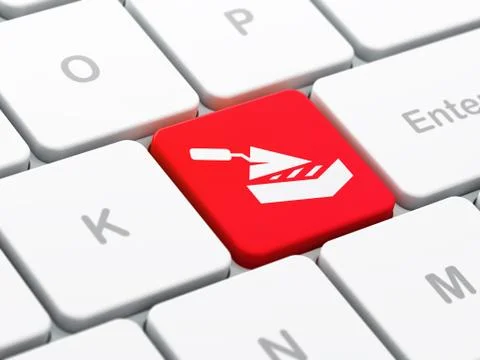 Constructing concept: Brick Wall on computer keyboard background Stock Illustration