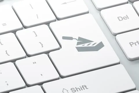 Constructing concept: Brick Wall on computer keyboard background Stock Illustration