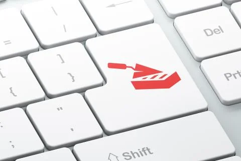 Constructing concept: Brick Wall on computer keyboard background Stock Illustration