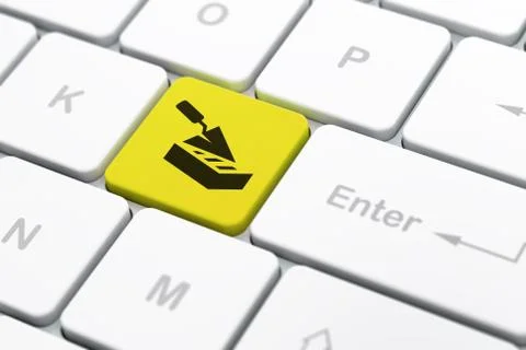 Constructing concept: Brick Wall on computer keyboard background Stock Illustration