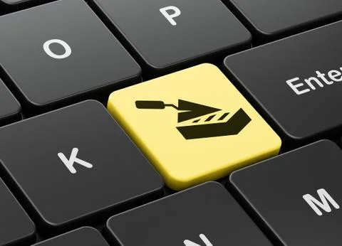 Constructing concept: Brick Wall on computer keyboard background Stock Illustration