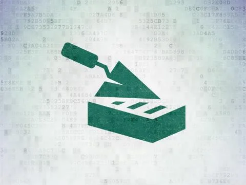 Constructing concept: Brick Wall on Digital Data Paper background Stock Illustration