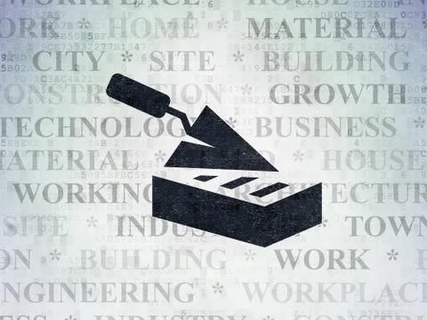 Constructing concept: Brick Wall on Digital Data Paper background Stock Illustration