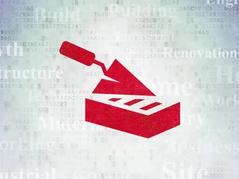 Constructing concept: Brick Wall on Digital Data Paper background Stock Illustration