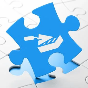 Constructing concept: Brick Wall on puzzle background Stock Illustration