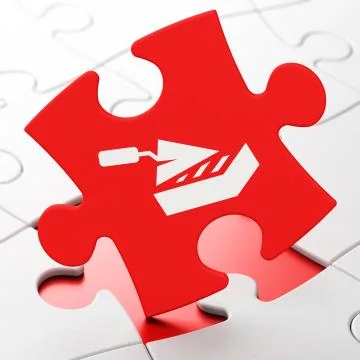 Constructing concept: Brick Wall on puzzle background Stock Illustration