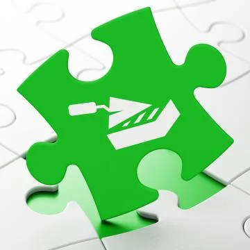 Constructing concept: Brick Wall on puzzle background Stock Illustration