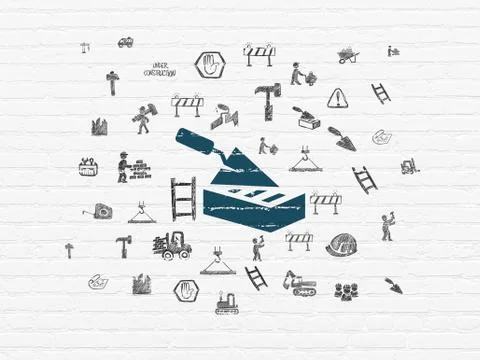 Constructing concept: Brick Wall on wall background Stock Illustration