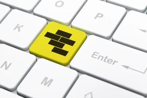 Constructing concept: Bricks on computer keyboard background Stock Illustration