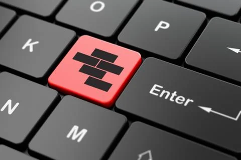 Constructing concept: Bricks on computer keyboard background Ilustración de archivo