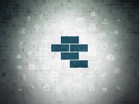 Constructing concept: Bricks on Digital Data Paper background Stock Illustration